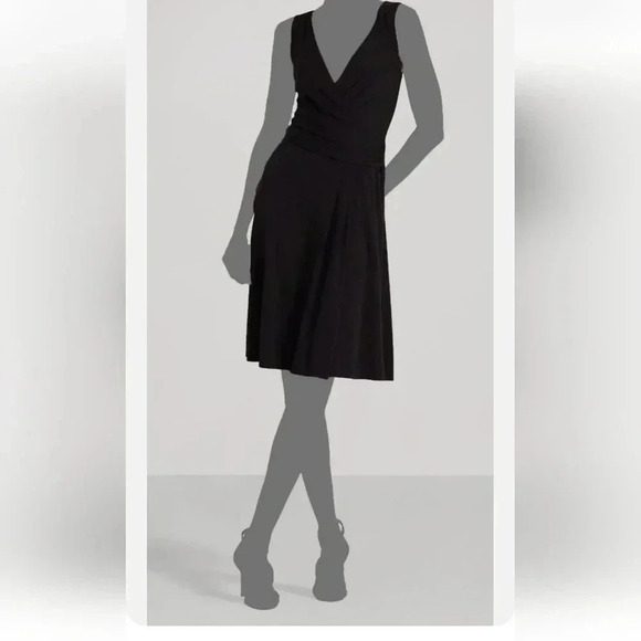Ralph Lauren Black Classic Minimalist Knit Slip-On Soft Stretch Midi Dress - Picture 2 of 6
